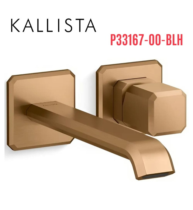 Vòi chậu lavabo gắn tường vòi dài màu đồng Kallista P33167-00-BLH