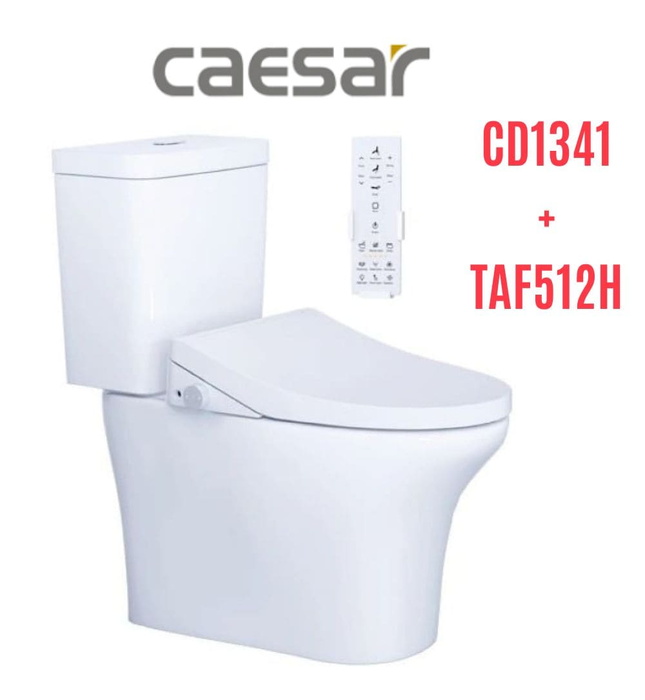 Bồn cầu 2 khối nắp điện tử Caesar CD1341+TAF512H
