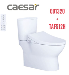Bồn cầu 2 khối nắp điện tử Caesar CD1320+TAF512H