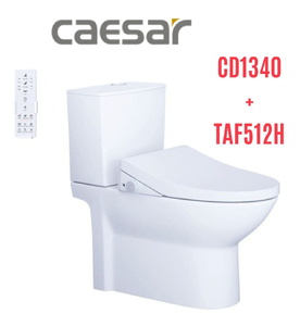 Bồn cầu 2 khối nắp điện tử Caesar CD1340+TAF512H