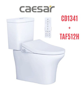 Bồn cầu 2 khối nắp điện tử Caesar CD1341+TAF512H