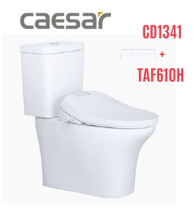 Bồn cầu 2 khối nắp điện tử Caesar CD1341+TAF610H 