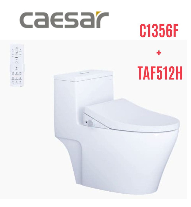 Bồn cầu 1 khối nắp điện tử Caesar C1356F+TAF512H 
