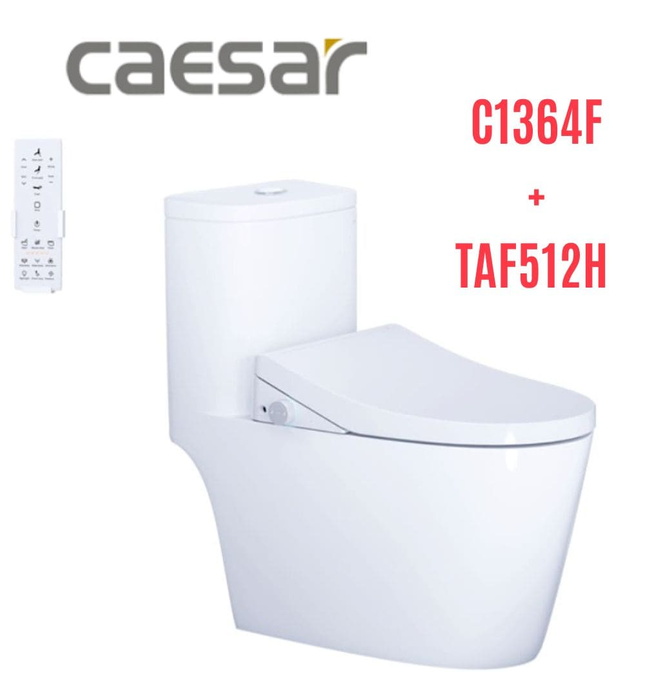 Bồn cầu 1 khối nắp điện tử Caesar C1364F+TAF512H 
