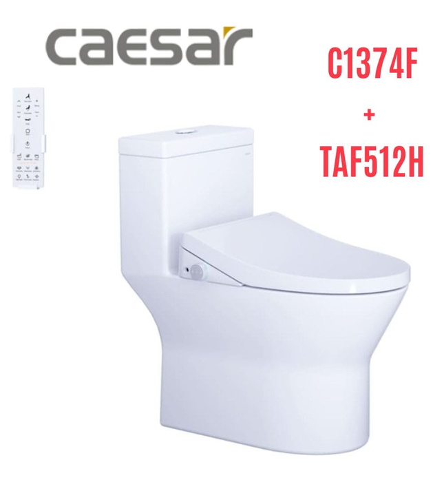 Bồn cầu 1 khối nắp điện tử Caesar C1374F+TAF512H