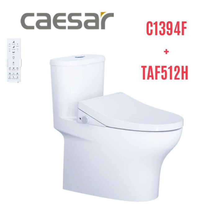 Bồn cầu 1 khối nắp điện tử Caesar C1394F+TAF512H 