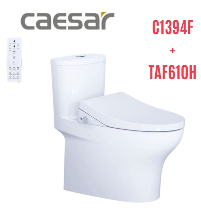 Bồn cầu 1 khối nắp điện tử Caesar C1394F+TAF610H 