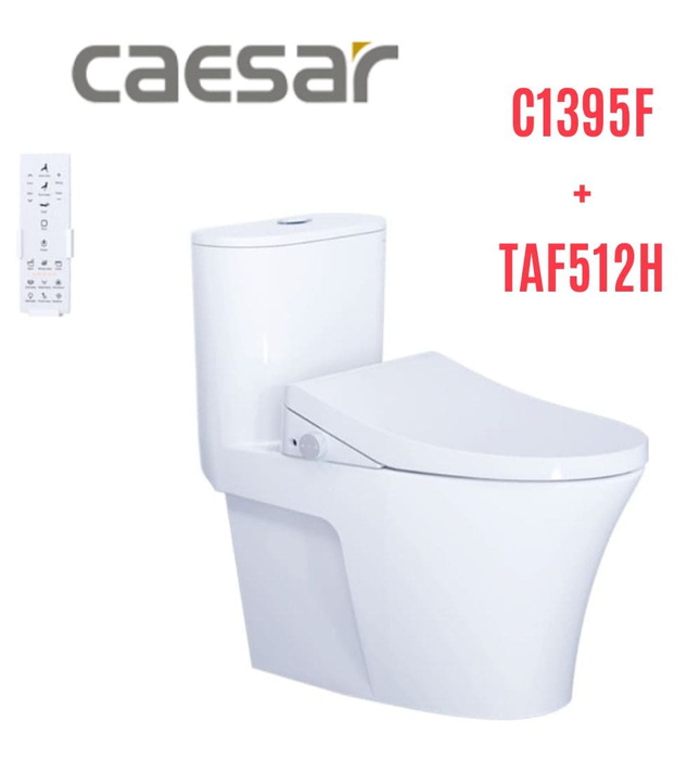 Bồn cầu 1 khối nắp điện tử Caesar C1395F+TAF512H 