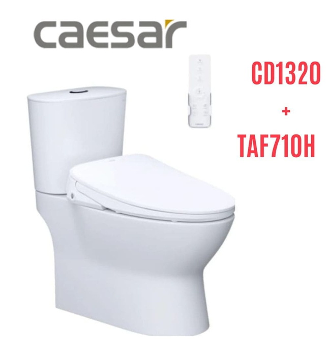 Bồn cầu 2 khối nắp điện tử Caesar CD1320+TAF710H