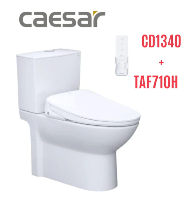 Bồn cầu 2 khối nắp điện tử Caesar CD1340+TAF710H 