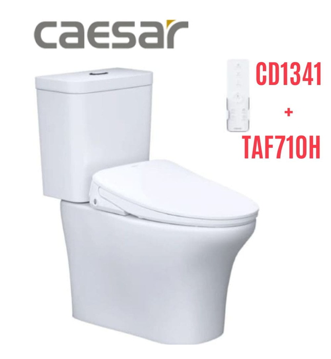 Bồn cầu 2 khối nắp điện tử Caesar CD1341+TAF710H 