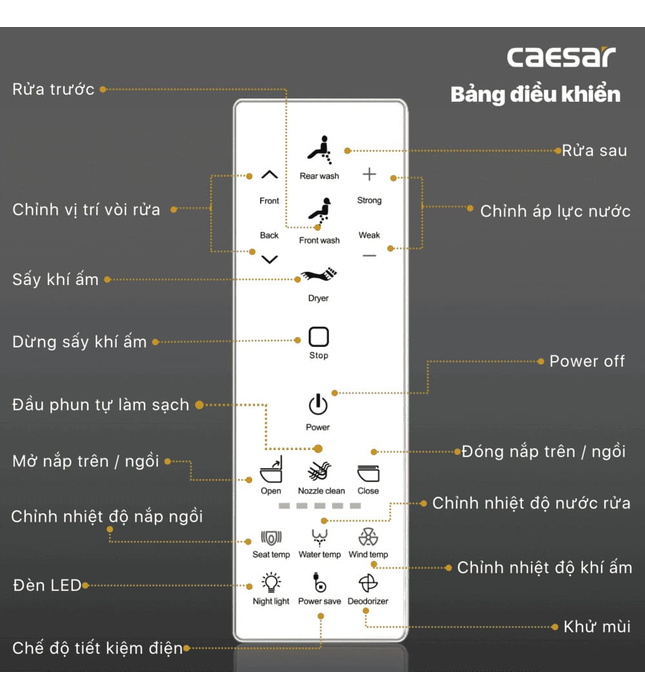 Bồn cầu 1 khối nắp điện tử Caesar C1364F+TAF512H 