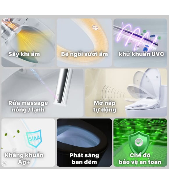 Bồn cầu 2 khối nắp điện tử Caesar CD1340+TAF610H 