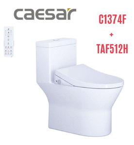 Bồn cầu 1 khối nắp điện tử Caesar C1374F+TAF512H