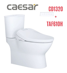 Bồn cầu 2 khối nắp điện tử Caesar CD1320+TAF610H