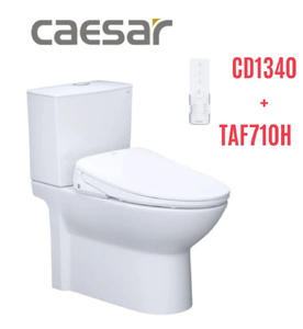 Bồn cầu 2 khối nắp điện tử Caesar CD1340+TAF710H 