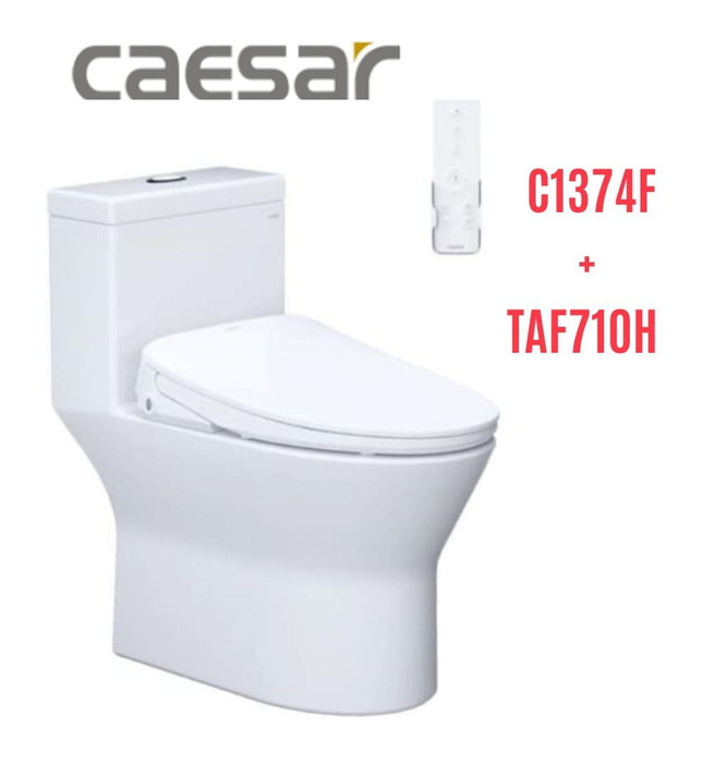 Bồn cầu 1 khối nắp điện tử Caesar C1374F+TAF710H 