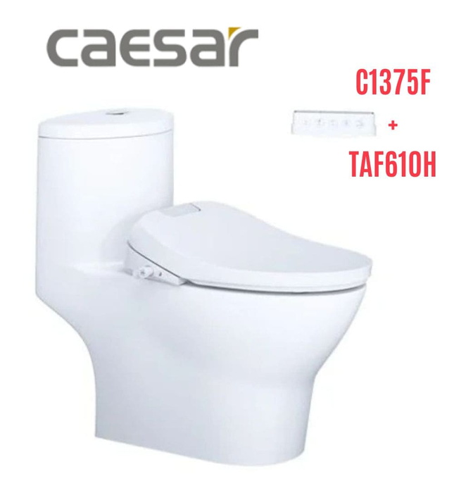 Bồn cầu 1 khối nắp điện tử Caesar C1375F+TAF610H 