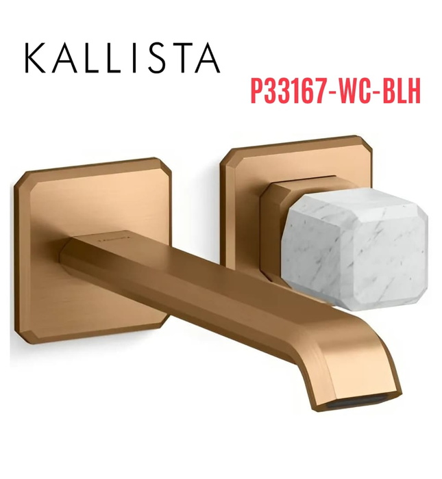 Vòi chậu lavabo cổ dài - đá trắng - màu đồng Kallista P33167-WC-BLH