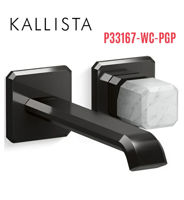 Vòi chậu lavabo cổ dài - đá trắng - màu đen Kallista P33167-WC-PGP