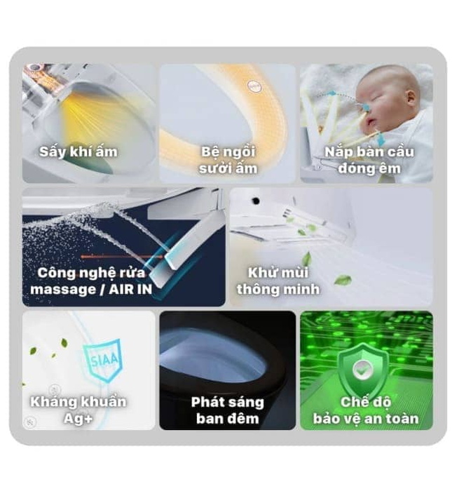 Bồn cầu 1 khối nắp điện tử Caesar C1364F+TAF710H 