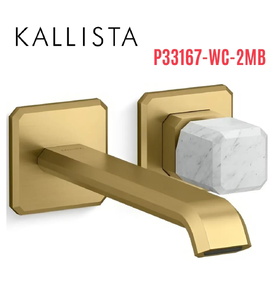 Vòi chậu lavabo cổ dài - đá trắng - màu đồng Kallista P33167-WC-2MB