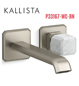 Vòi chậu lavabo cổ dài - đá trắng - màu nickel Kallista P33167-WC-BN