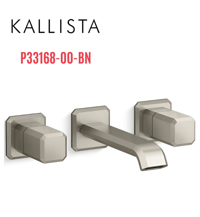 Vòi chậu rửa mặt 3 chân âm tường màu nickel Kallista P33168-00-BN