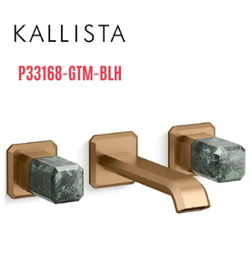 Vòi chậu rửa mặt âm tường, đá xanh - màu đồng Kallista P33168-GTM-BLH