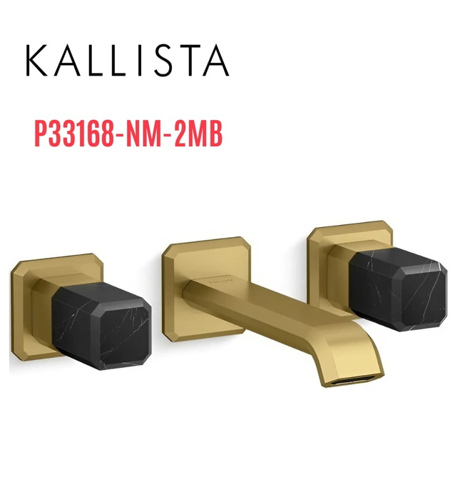 Vòi chậu rửa mặt âm tường, đá đen - màu đồng Kallista P33168-NM-2MB