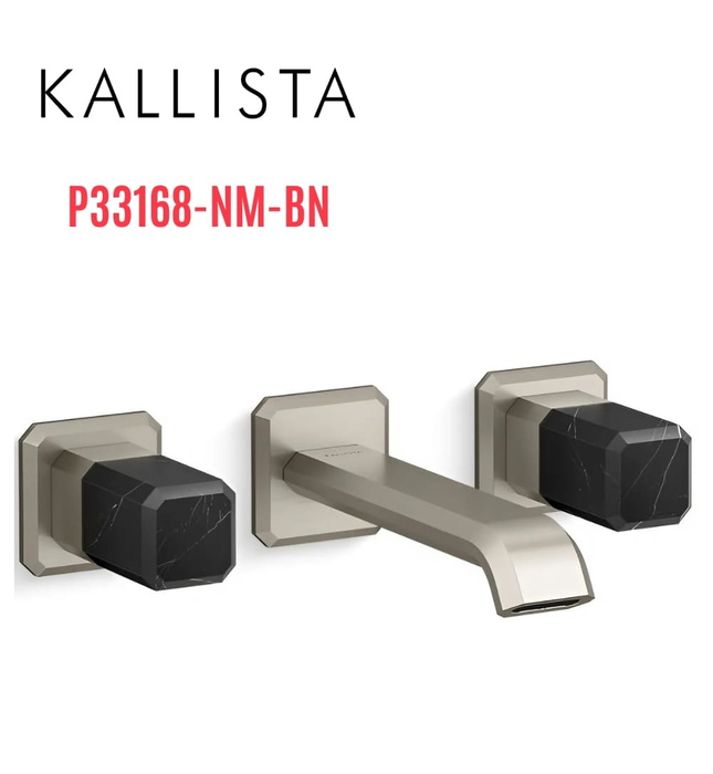 Vòi chậu rửa mặt âm tường, đá đen - màu nickel Kallista P33168-NM-BN