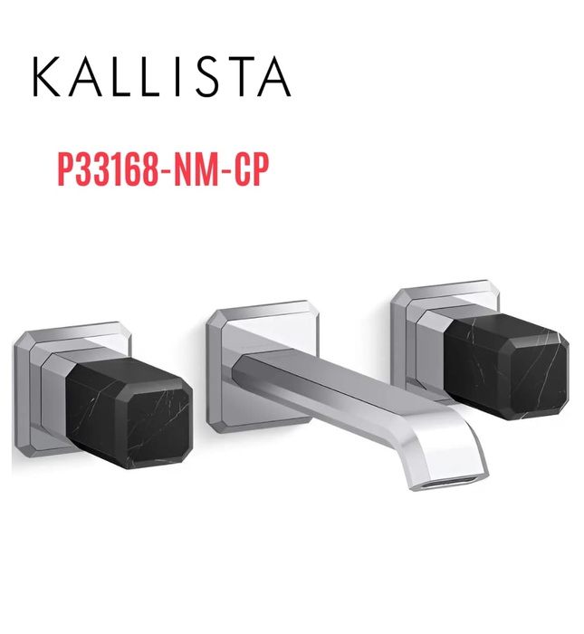 Vòi chậu rửa mặt âm tường, đá đen - màu chrome Kallista P33168-NM-CP