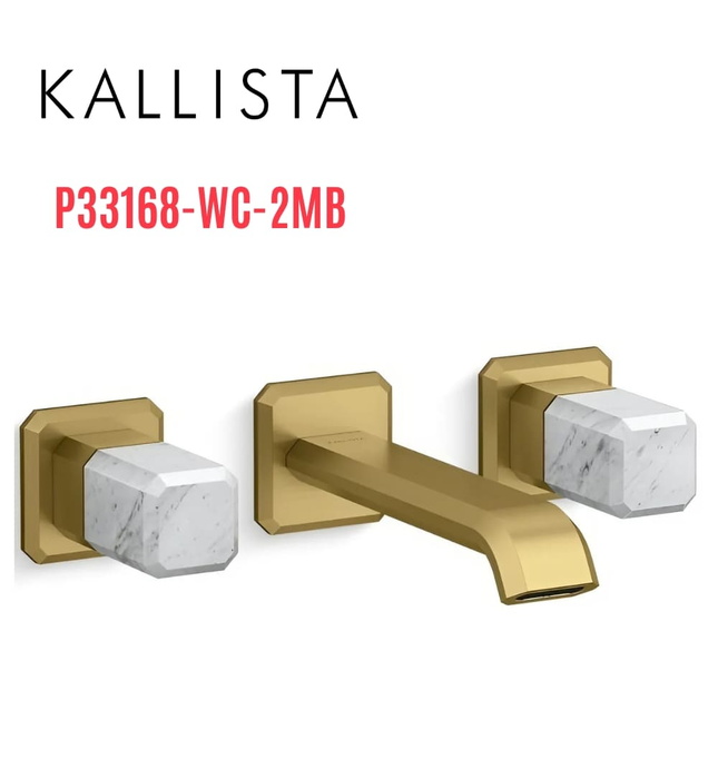 Vòi chậu rửa mặt âm tường, đá đen - màu đồng Kallista P33168-WC-2MB