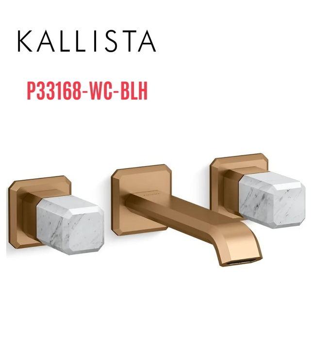 Vòi chậu rửa mặt âm tường, đá đen - màu đồng Kallista P33168-WC-BLH