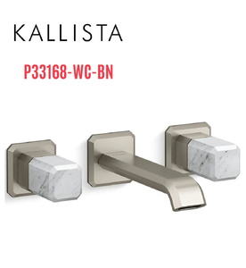 Vòi chậu rửa mặt âm tường, đá đen - màu nickel Kallista P33168-WC-BN