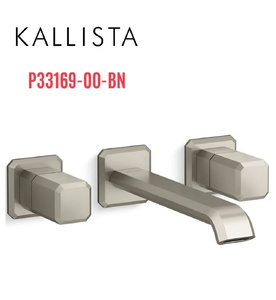 Vòi chậu rửa mặt 3 chân âm tường cổ dài màu nickel Kallista P33169-00-BN