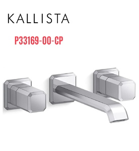 Vòi chậu rửa mặt 3 chân âm tường cổ dài màu chrome Kallista P33169-00-CP