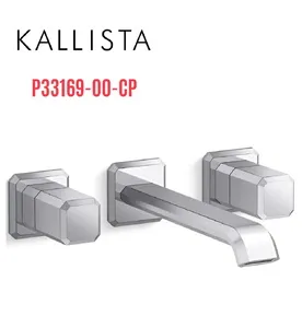 Vòi chậu rửa mặt 3 chân âm tường cổ dài màu chrome Kallista P33169-00-CP