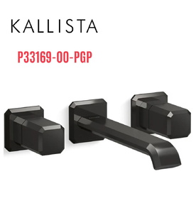 Vòi chậu rửa mặt 3 chân âm tường cổ dài màu đen Kallista P33169-00-PGP