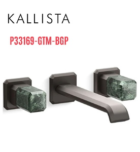 Vòi lavabo âm tường cổ dài, đá xanh - màu đen Kallista P33169-GTM-BGP