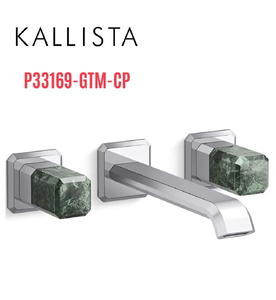 Vòi lavabo âm tường cổ dài, đá xanh - màu chrome Kallista P33169-GTM-CP