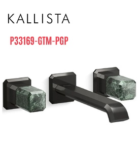 Vòi lavabo âm tường cổ dài, đá xanh - màu đen Kallista P33169-GTM-PGP