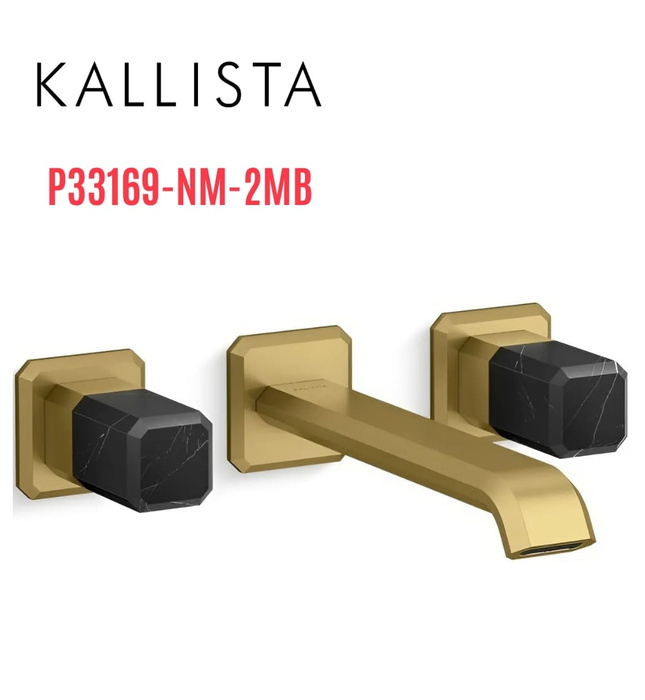 Vòi lavabo âm tường cổ dài, đá đen - màu đồng Kallista P33169-NM-2MB