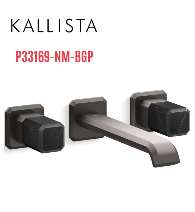 Vòi lavabo âm tường cổ dài, đá đen - màu đen Kallista P33169-NM-BGP