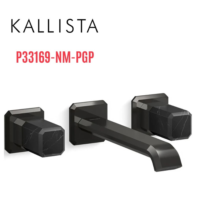 Vòi lavabo âm tường cổ dài, đá đen - màu đen Kallista P33169-NM-PGP