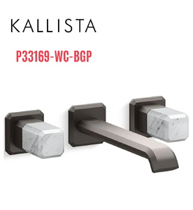 Vòi lavabo âm tường cổ dài, đá trắng - màu đen Kallista P33169-WC-BGP