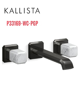 Vòi lavabo âm tường cổ dài, đá trắng - màu đen Kallista P33169-WC-PGP