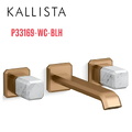 Vòi lavabo âm tường cổ dài, đá trắng - màu đồng Kallista P33169-WC-BLH