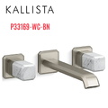 Vòi lavabo âm tường cổ dài, đá trắng - màu nickel Kallista P33169-WC-BN