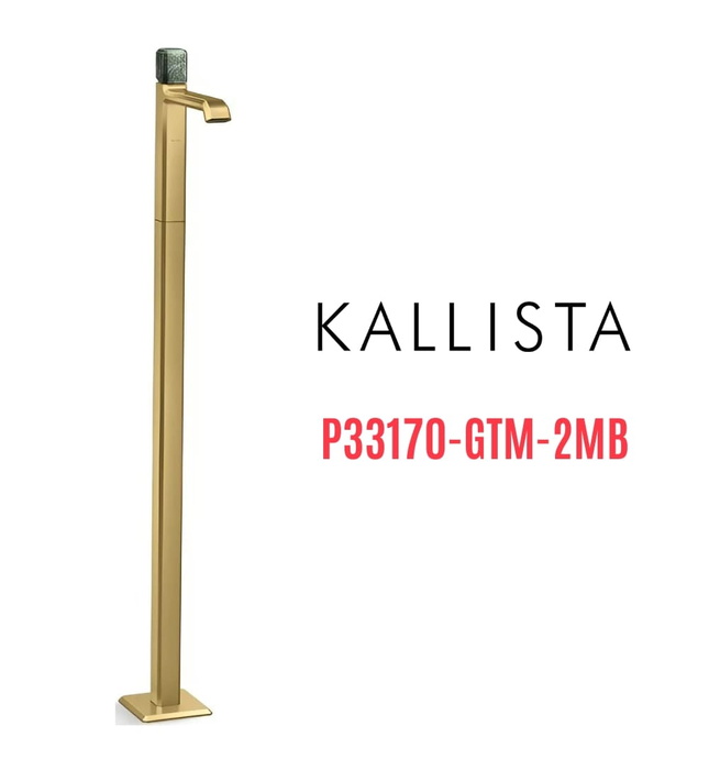 Vòi chậu rửa mặt đơn đặt sàn - đá xanh màu đồng Kallista P33170-GTM-2MB